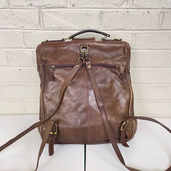 Vintage Leather Front Buckle Backpack - Picture 3 of 7